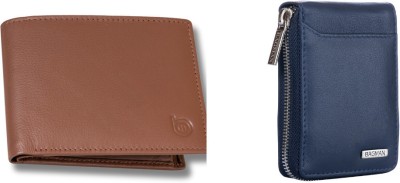 BAGMAN Card Holder & Wallet Combo(Blue, Tan)