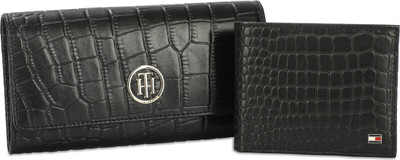TOMMY HILFIGER Card Holder & Wallet Combo(Black)