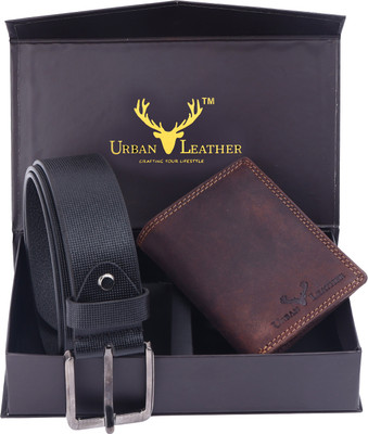 URBAN LEATHER Wallet & Belt Combo(Black)