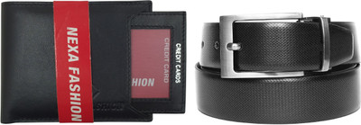 NEXA FASHION Wallet & Belt Combo(Black, Brown)