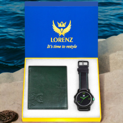 LORENZ Watch & Wallet Combo(Black)