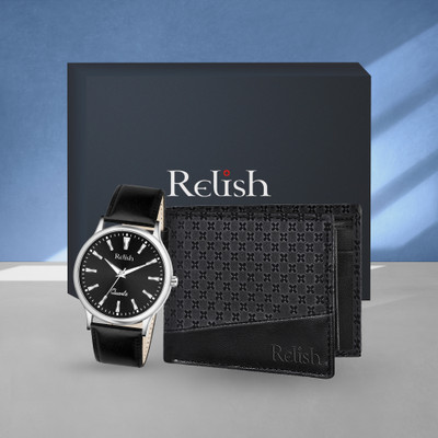 Relish Watch & Wallet Combo(Black)