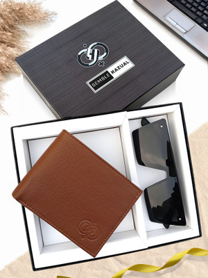 SEMBLE KAZUAL Sunglass & Wallet Combo(Brown, Black)