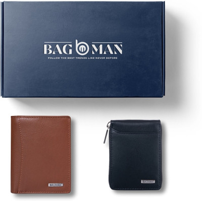 BAGMAN Card Holder & Wallet Combo(Black, Tan)
