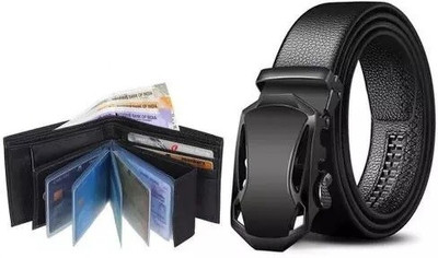 JKM COLLECTION Wallet & Belt Combo(Black)