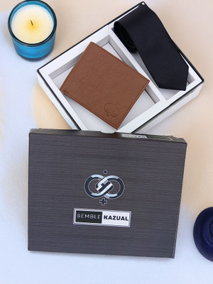 SEMBLE KAZUAL Wallet,Belt & Cufflink tie pin(Tan)