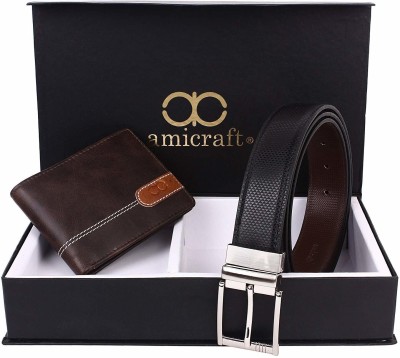 Amicraft Wallet & Belt Combo(Brown)