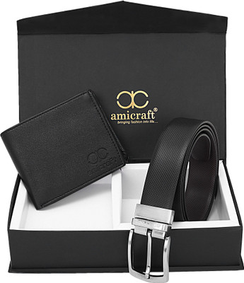 Amicraft Wallet & Belt Combo(Black)