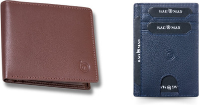 BAGMAN Card Holder & Wallet Combo(Blue, Maroon)