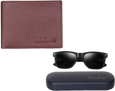 Mundkar Sunglass & Wallet Combo(Black, Brown)