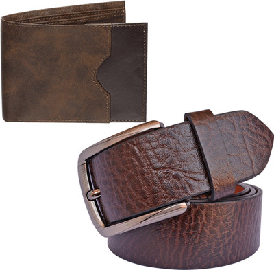METRONAUT Wallet & Belt Combo(Brown)