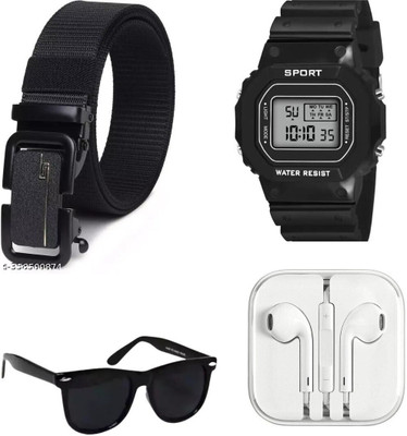 KARNI Belt, Wallet & Watch Combo(Black)
