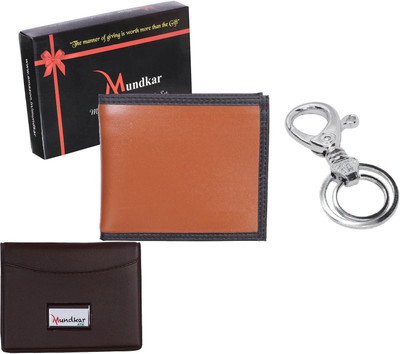Peacock Mundkar Card Holder & Wallet Combo(Tan)