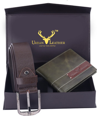 URBAN LEATHER Wallet & Belt Combo(Brown)