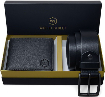WalletStreet Wallet & Belt Combo(Black)