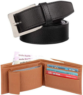 SRD TRADERS Wallet & Belt Combo(Black, Tan)