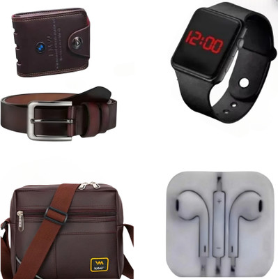 Kkhatu Belt, Wallet & Watch Combo(Brown)