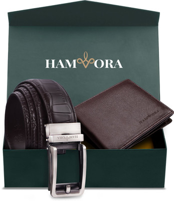 Hamvora Wallet & Belt Combo(Brown)