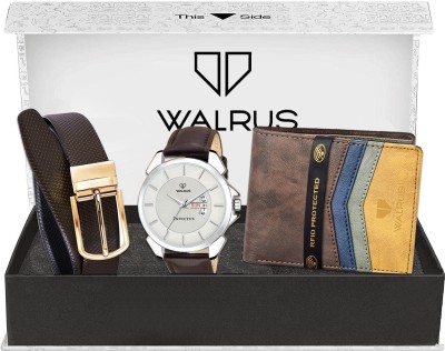 Walrus Belt, Wallet & Watch Combo(Brown)