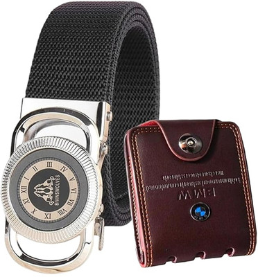 LAER Men & Women Casual, Evening, Formal, Party Black Genuine Leather, Artificial Leather Belt