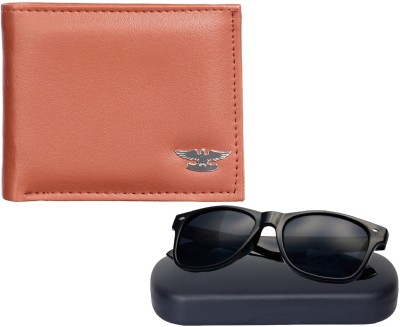 Peacock Mundkar Sunglass & Wallet Combo(Tan)