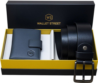 WalletStreet Wallet & Belt Combo(Blue)