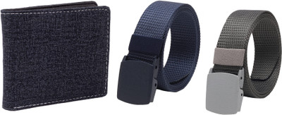 Peacock Mundkar Wallet & Belt Combo(Blue, Grey)