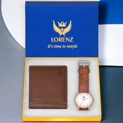LORENZ Watch & Wallet Combo(Beige)