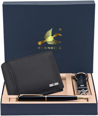 HORNBULL Wallet,Key Chain & Pen(Black)