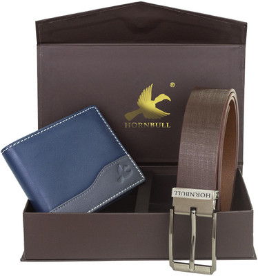 HORNBULL Wallet & Belt Combo(Blue)