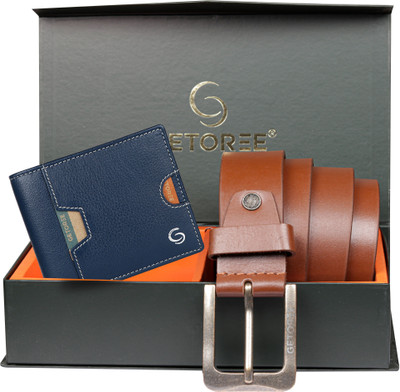 GETOREE Wallet & Belt Combo(Blue)