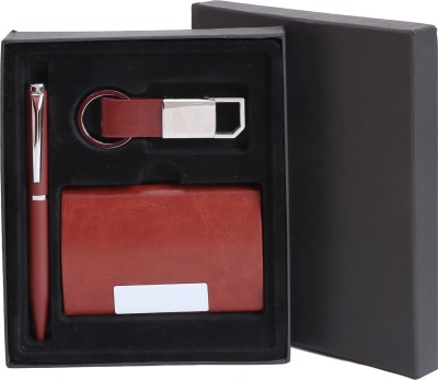 Prizma Promotions Passport Holder,Keychain & Pen(Maroon)