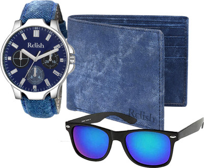 Relish Watch, Sunglass & Wallet Combo(Blue)