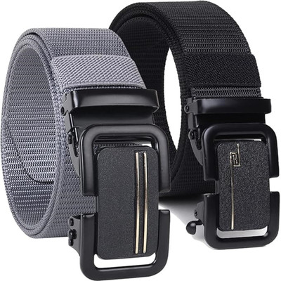 justy leatheer Men & Women Casual, Evening, Formal, Party Black, Grey Genuine Leather, Nylon Belt