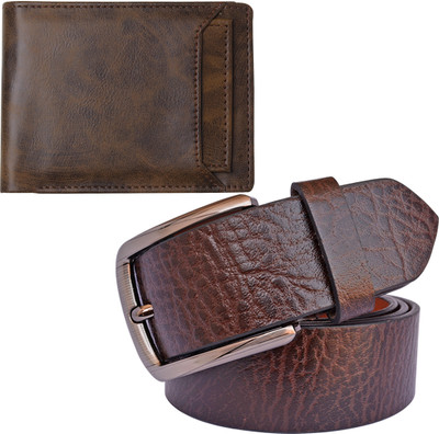 METRONAUT Wallet & Belt Combo(Brown)