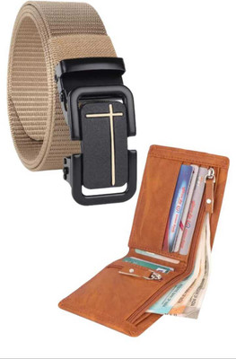 Zhermack Wallet & Belt Combo(Beige, Tan)