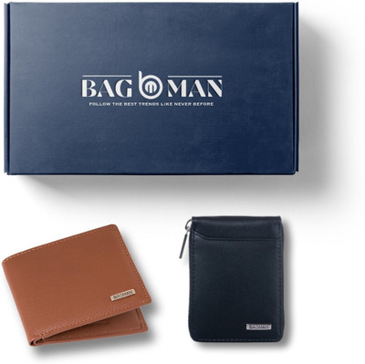 BAGMAN Card Holder & Wallet Combo(Black, Tan)