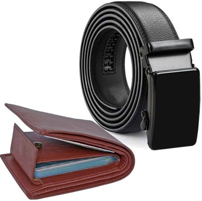 Daller Wallet & Belt Combo(Black, Tan)