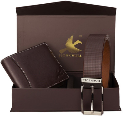 HORNBULL Wallet & Belt Combo(Brown)