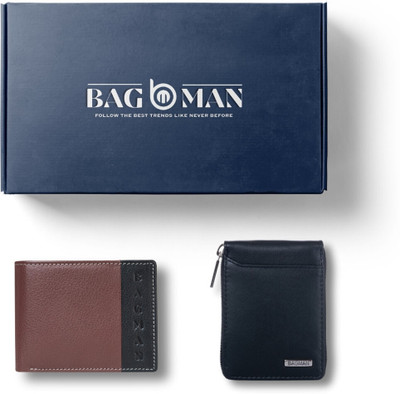 BAGMAN Card Holder & Wallet Combo(Black, Maroon)