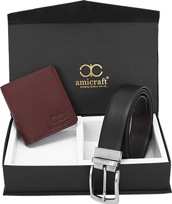 Amicraft Wallet & Belt Combo(Maroon)