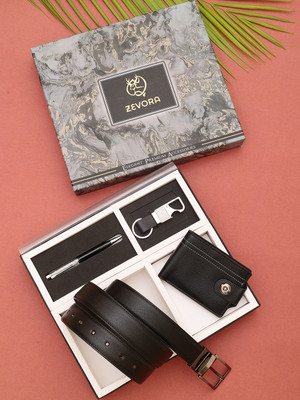 ZEVORA Wallet & Belt Combo(Black)