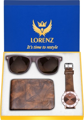 LORENZ Watch, Sunglass & Wallet Combo(Brown)