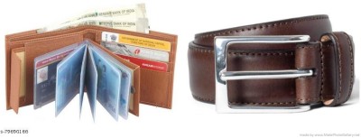 KAIN Wallet & Belt Combo(Brown, Tan)