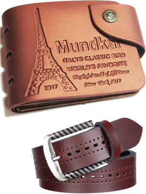 Peacock Mundkar Wallet & Belt Combo(Tan, Brown)