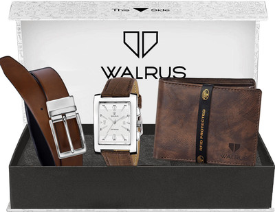 Walrus Belt, Wallet & Watch Combo(Brown)