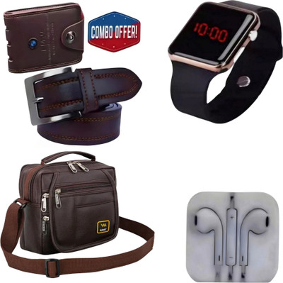 Khatub Belt, Wallet & Watch Combo(Brown)