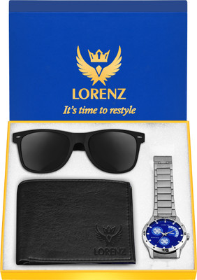 LORENZ Watch, Sunglass & Wallet Combo(Blue)