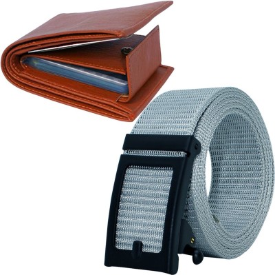 HENEDA Wallet & Belt Combo(Brown, Grey)