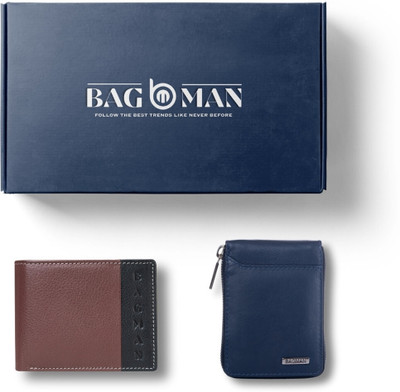 BAGMAN Card Holder & Wallet Combo(Blue, Maroon)
